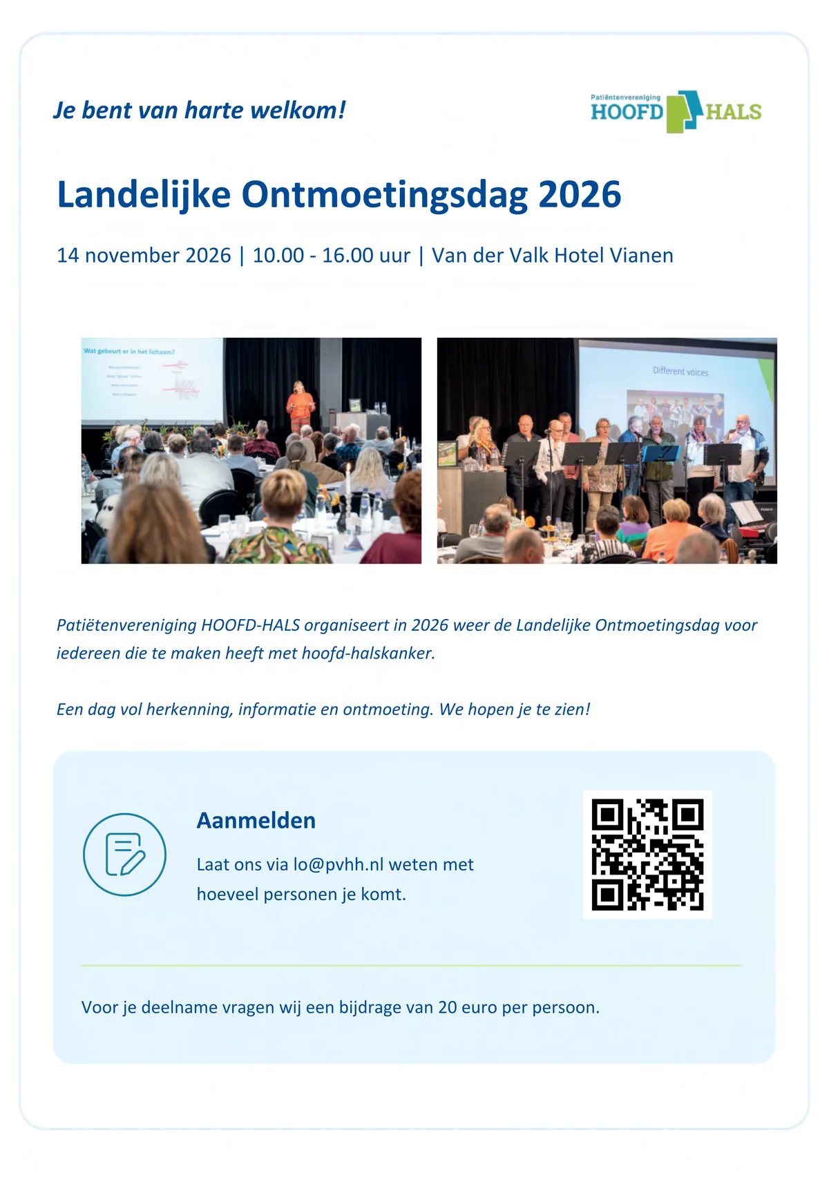 Landelijke Ontmoetingsdag 2026 - 14 november 2026, Van der Valk Hotel Vianen